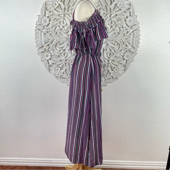 {Figue} Maya Silk Striped Cold/Off Shoulder Midi Dress, Size XS - Picture 5 of 10